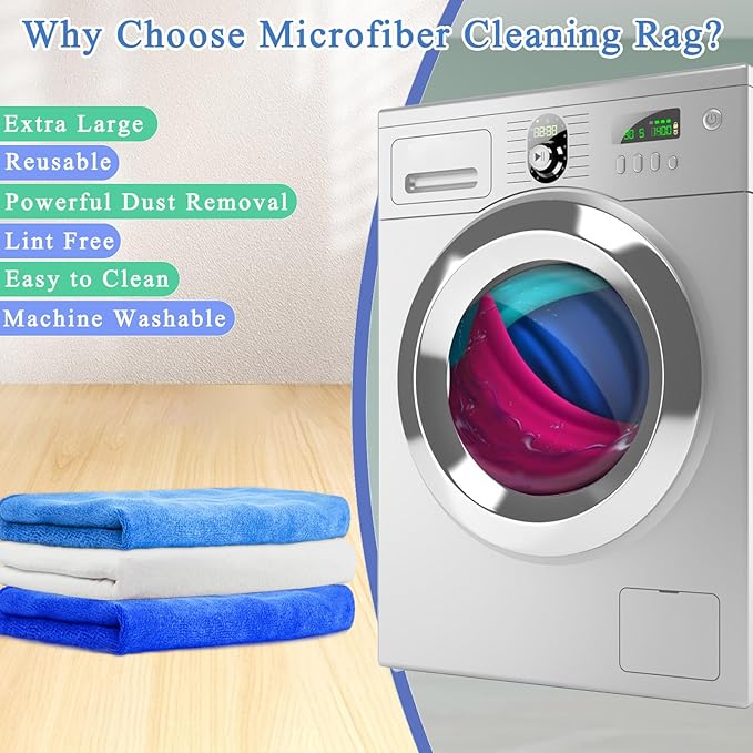 12 Pcs Extra Large Microfiber Cleaning Cloth, Microfiber Towels