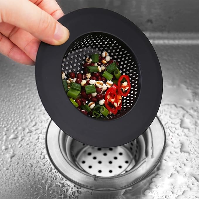 2 Pcs Black Stainless Steel Mesh Sink Drain Strainer, 2.16" Top/1.29" Kitchen