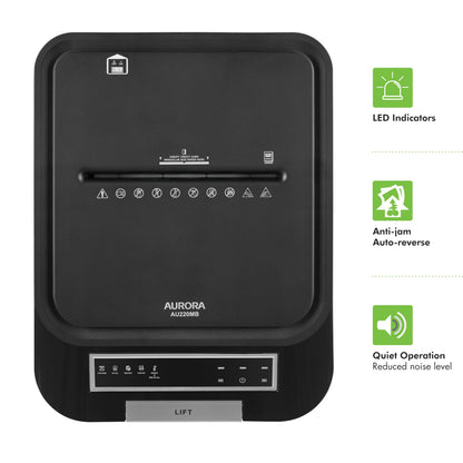 Aurora Commercial Grade 220-Sheet Auto Feed High Security Micro-Cut Paper Shredder/ 60 Minutes/Security Level P-5