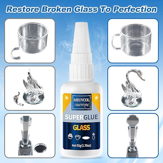 Glass Glue, 100g Ultra Strong Clear, Waterproof & Fast Super Glue, Curing