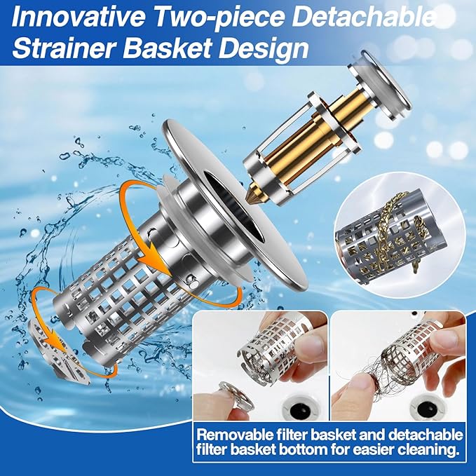 Sink Stopper Hair Catcher, Pop-up Sink Drain Strainer