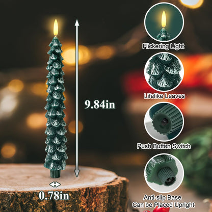 ilifemate Christmas Tree Candles Lights with Timer, Flameless LED Candles with Remote, 2 Modes & Brightness, Battery Operated Christmas Decorations for Holiday Party & Home Decor 6 Pcs