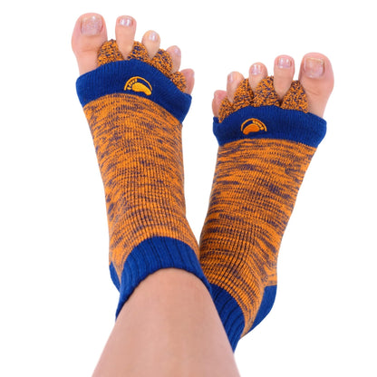 My Happy Feet Foot Alignment Socks with Toe Separators for Men or Women | Orange and Blue
