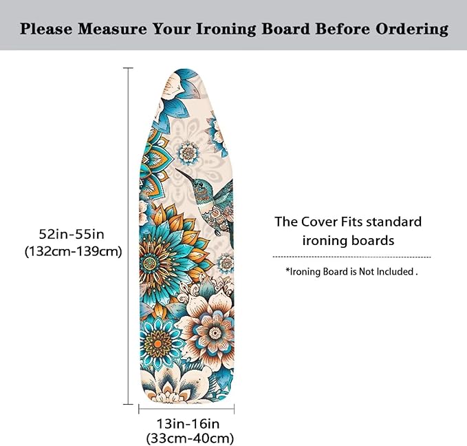 ZDCUSTOM Boho Hummingbird Ironing Board Cover Scorch Resistant Ironing Board