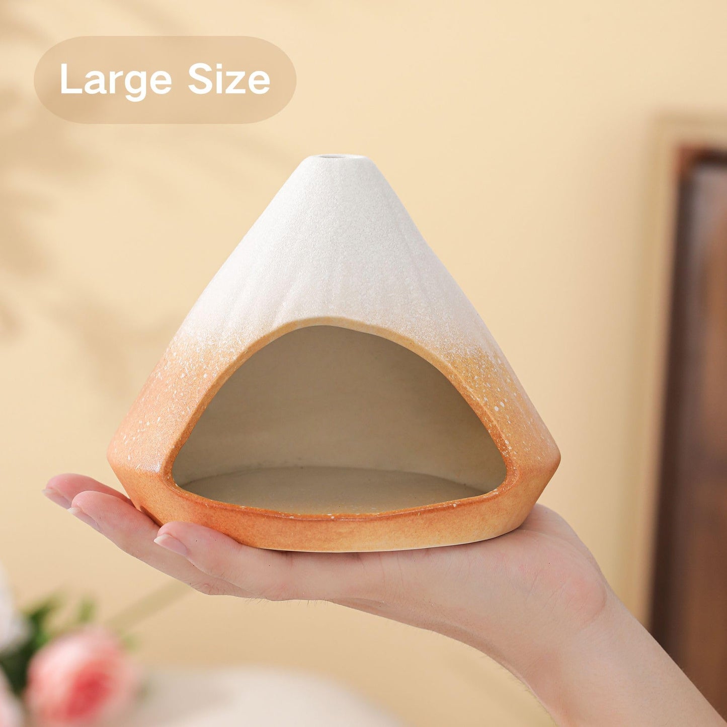 Reyife Chiminea Palo Santo Holder Sage Burner, Ceramic Incense Holder for Burning Sage Smudge Sticks and Palo Santo, Smudge Bowl for Yoga, Meditation, and Energy Cleansing (Orange)