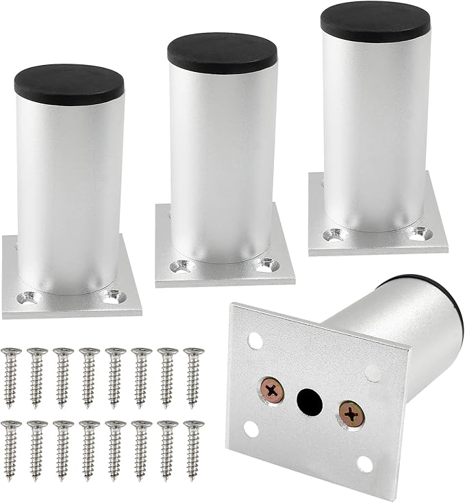 Set of 4 Aluminum Alloy Furniture Legs 3 Inch Height, 1.5 Inch Diameter