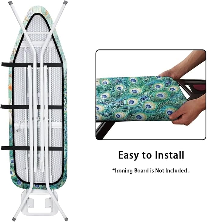 Peacock Thick Padding Ironing Board Covers Durable Stain Resistant Hook and