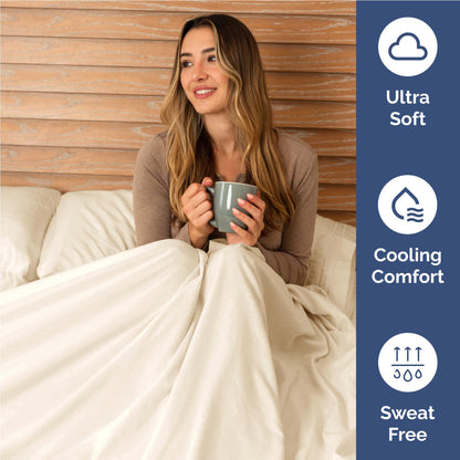 Full Size 4 Piece Sheet Set - Comfy Breathable & Cooling Sheets - Hotel Luxury Bed Sheets for Women & Men - Deep Pockets, Easy-Fit, Extra Soft & Wrinkle Free Sheets - Off White Oeko-Tex Bed Sheet Set