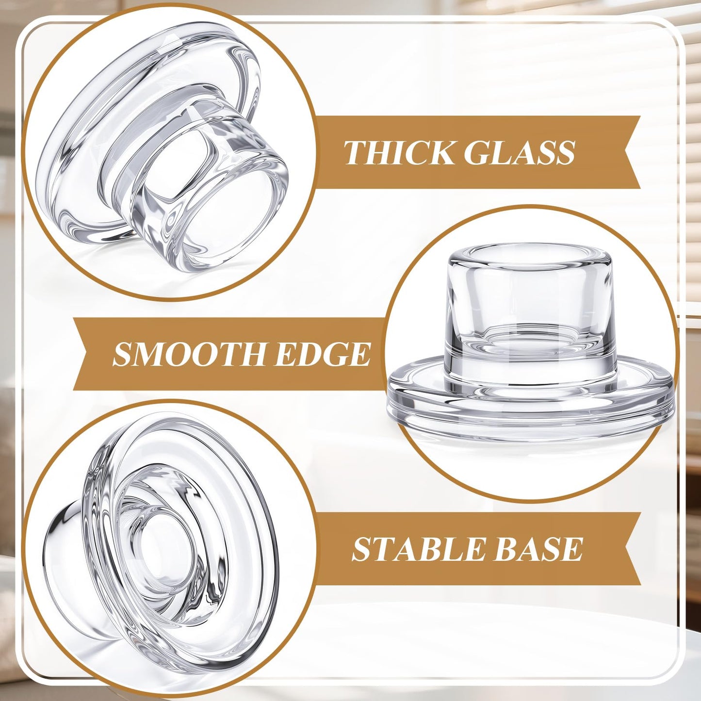 Ferrochef 36 Pcs Glass Tapered Candlestick Holders Bulk Clear Short Taper Candle Holders Small Glass Candle Base for Table Centerpieces Wedding Christmas Advent Party Decoration