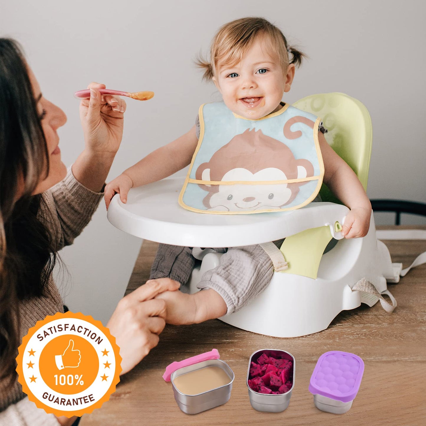 Tanjiae Small (1 CUP) Stainless Steel Snack Containers for Kids | Easy Open Leak Proof Food Containers with Silicone Lids - Perfect Metal Toddler Lunch Box for Daycare and School (8oz)