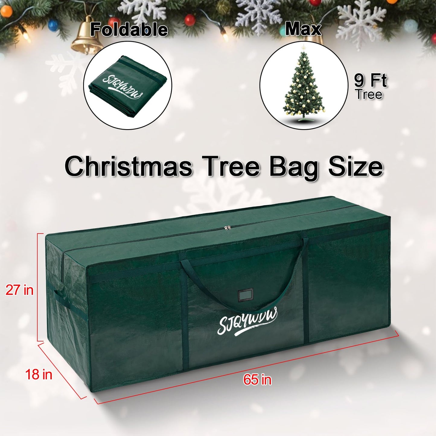 SJQYWDW Christmas Tree Storage Bag 9ft for Xmas Trees - Green