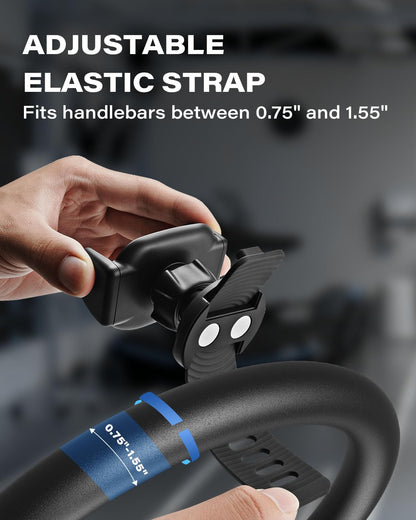 OQTIQ Phone Holder for Peloton Bike, Exercise Bike 360° Rotatable Handlebar Phone Mount with Adjustable Silicone Strap for Stroller, Shopping Cart, Gym – Fit for 4.7"-6.9" Smartphones