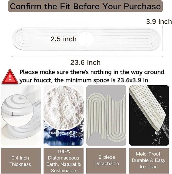 Diatomite Faucet Mat for Kitchen Sink
