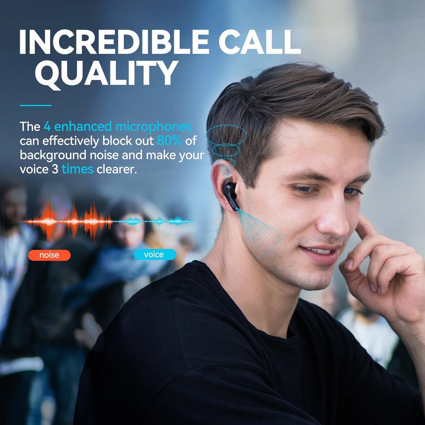 EarFun Wireless Earbuds, [What Hi-Fi Awards] Air Bluetooth In-Ear Headphones with 4 Mics ENC, Sweatshield™ IPX7 Waterproof, Clear Sound, Deep Bass, Wireless Charge, Game Mode, App Customize EQ, 35H