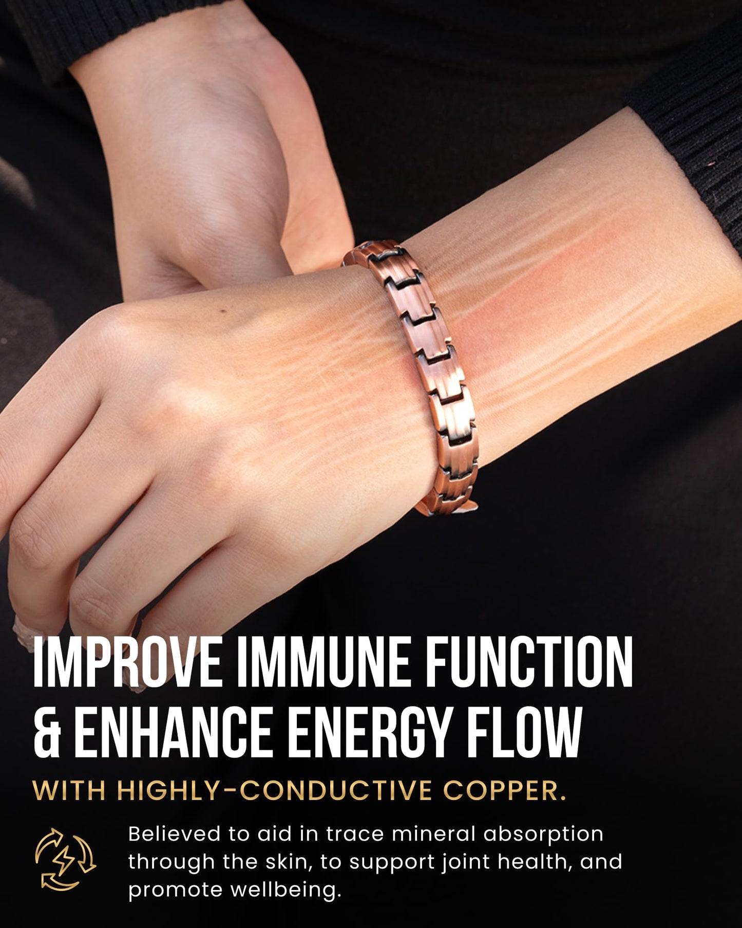 MagnetRX® Magnetic Copper Bracelets for Women - EllipseMAX 5X Strength 5,000 Gauss Magnets - Designed in USA & Patent Pending - Premium Womens Copper Bracelet with Adjustable Length