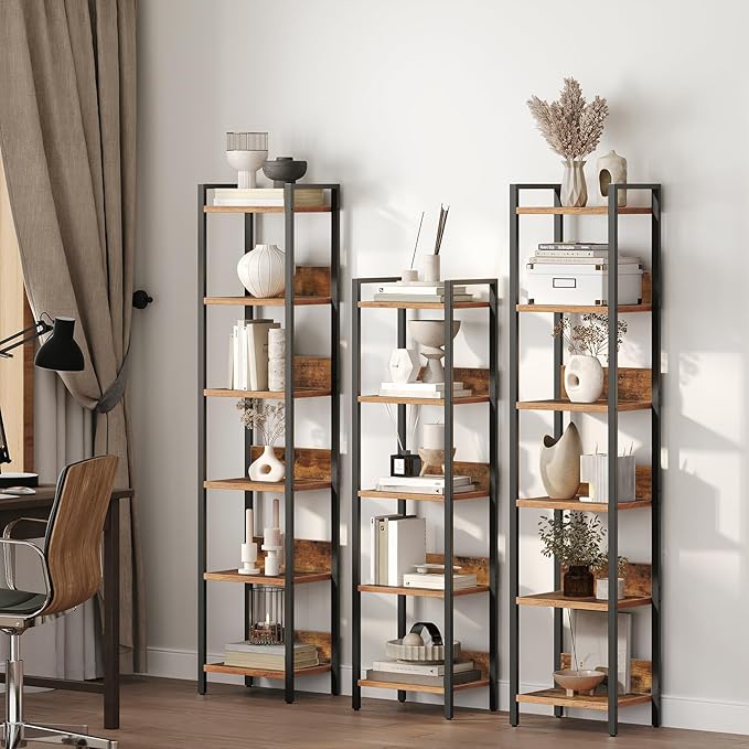 MAHANCRIS Bookshelf, 6-Tier Bookcase, Standing Book Shelf