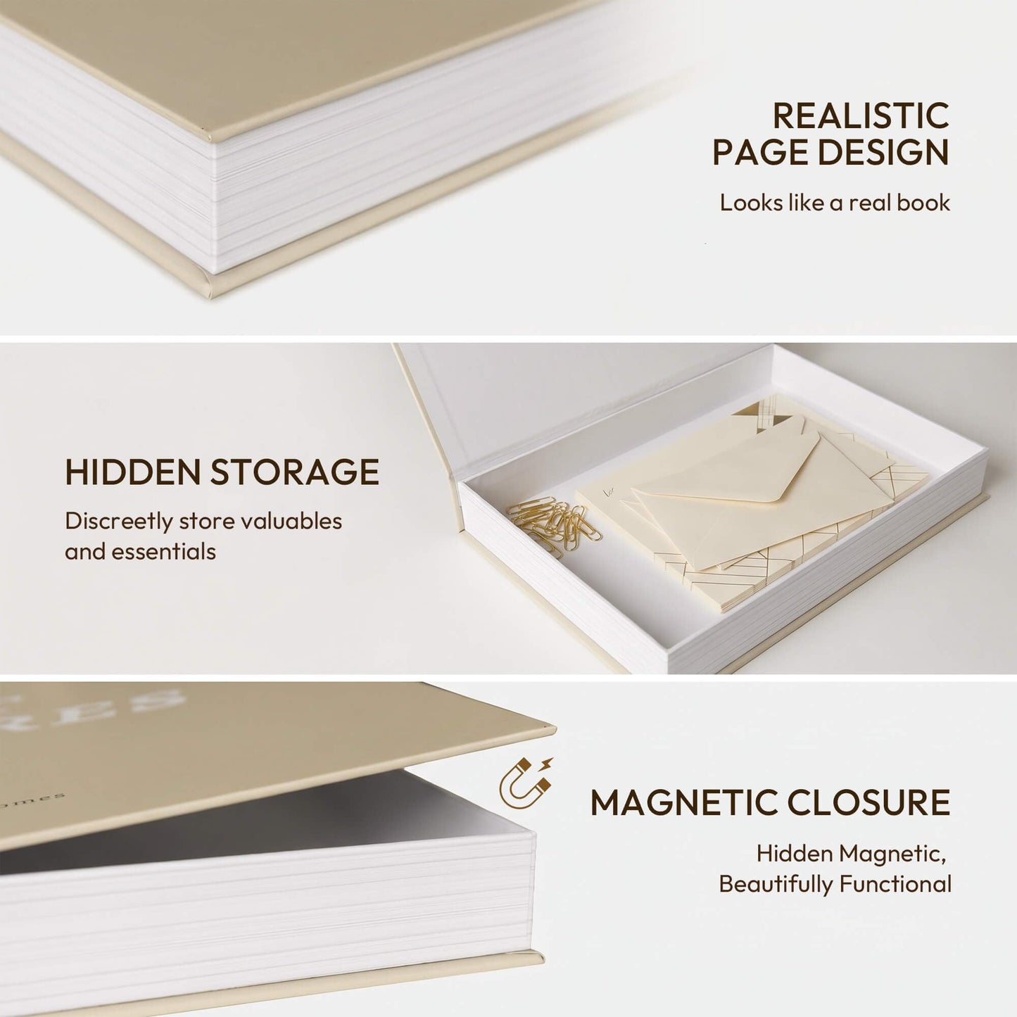 MAOBUYOU Elegant Decorative Book Boxes Set of 2 - Hidden Storage for Coffee Table, Bookshelf, Living Room Decor