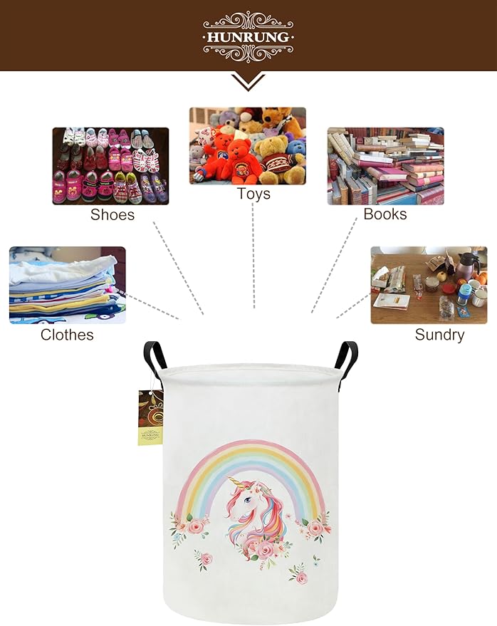 HUNRUNG Laundry Hamper, Large Canvas Fabric Lightweight Storage Basket Toy