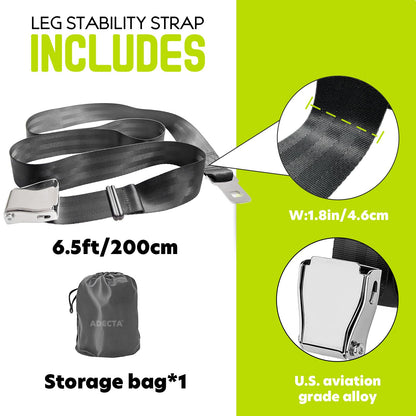 ADECTA Nordic Hamstring Curl Strap, 6.5FT Gym Seatbelt and Exercise Straps for Hamstring Stretch Strap & Mobilization Belt,Home Gym Women Men, Lifting Seatbelt Gym, Black (Silver gray)