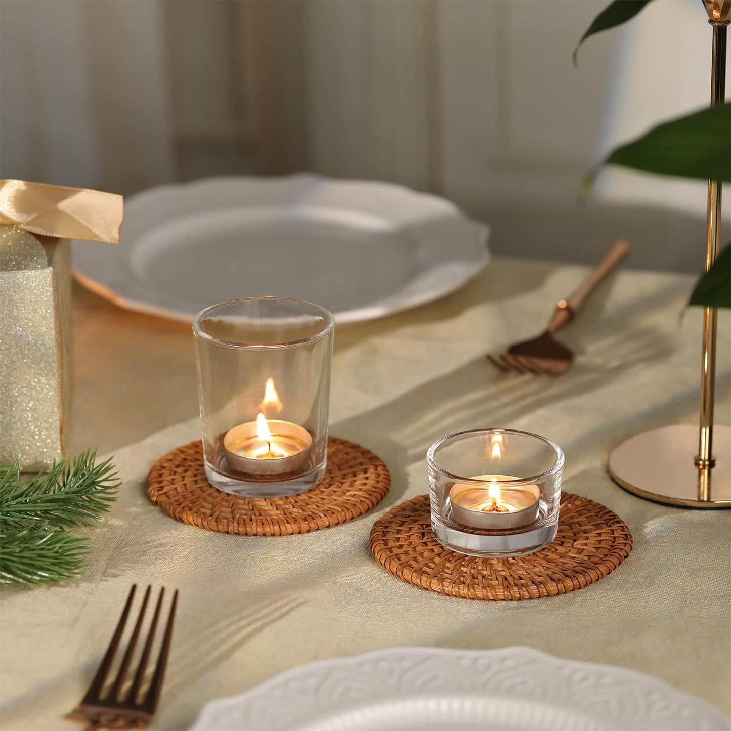NITIME 12 Pcs Assorted Votive Candle Holders, Clear Glass Candle Holder for Floating Candles, Tealight Candle Holder for Table Centerpiece, Wedding and Party Decor