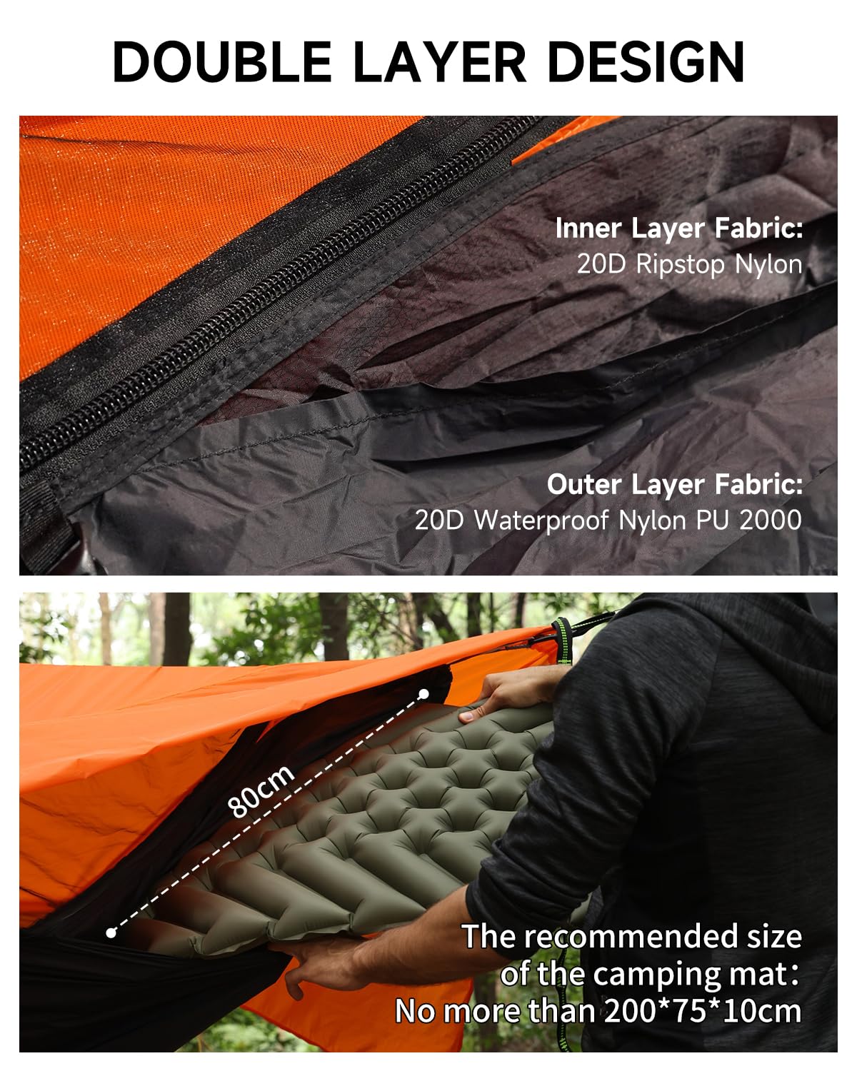 SkyNest 11ft Hammock with Net and Rain Fly Tarp, 4 in 1 Camping Hammock Tent, Ultralight Portable Double-Layer Hammock with Ridge Rope for Camping, Hiking and Backpacking