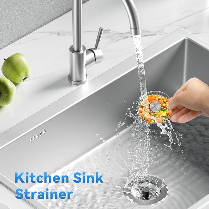 3-in-1 Stainless Steel Kitchen Sink Drain Strainer, JOMST Kitchen Gadget – Fast