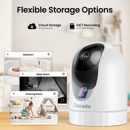 Cinnado 5G Indoor Camera - 5MP Baby Monitor Camera with APP, CCTV Camera, 5G/2.4G Dual-Band 360° Pet Dog Cam, Motion Tracking, 24/7 Recording, IR Night Vision