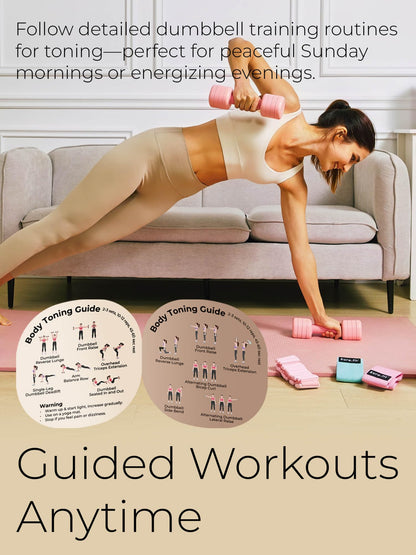 kure.fit Adjustable Dumbbell Set｜2LB 3LB 4LB 5LB Light Hand Weights for Women｜One-Twist Weight Adjustment｜Non-Slip Curved Grip Handle｜Free Weights for Home Gym, Rehab, Pilates, Yoga, Strength Training