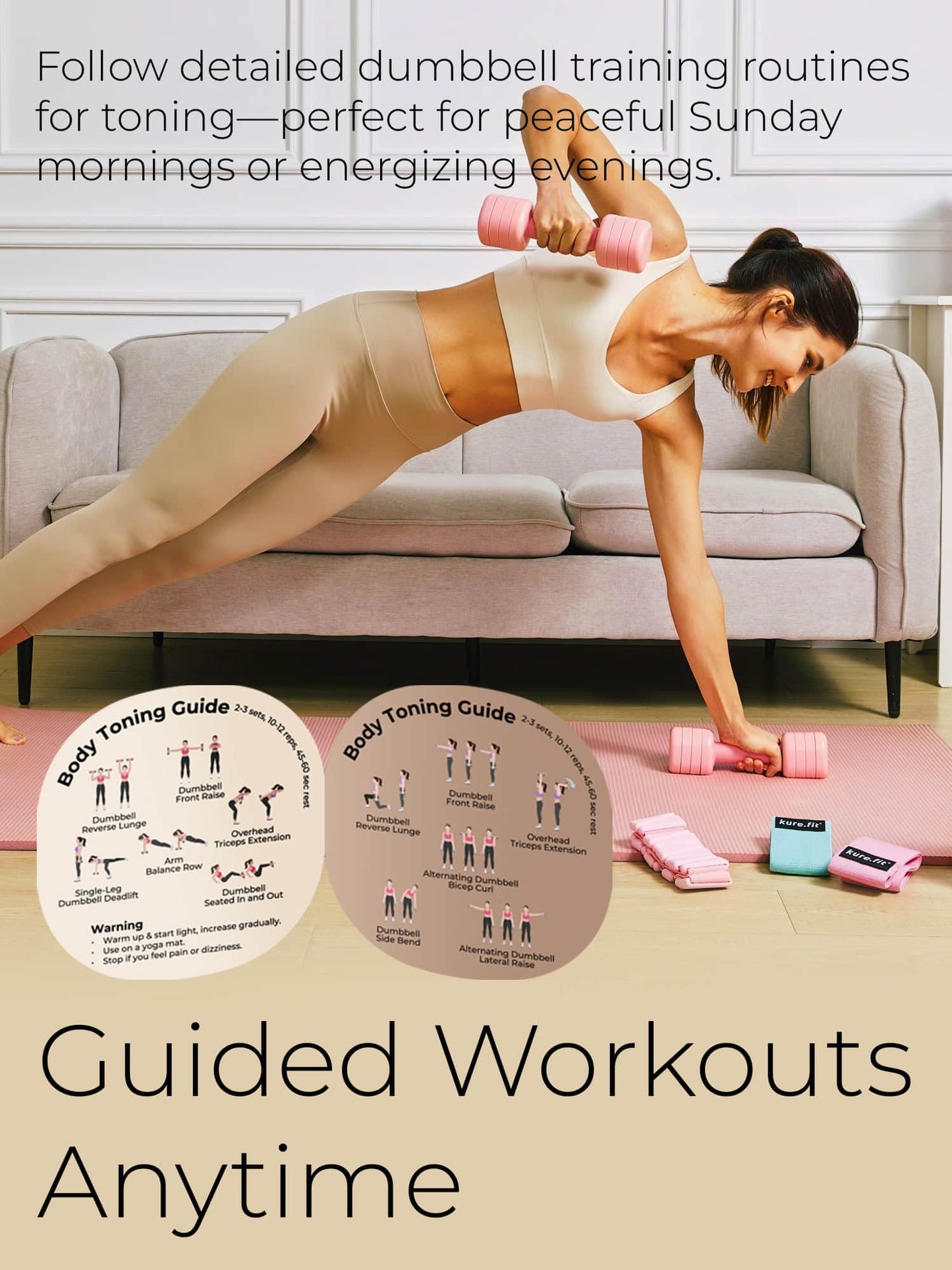 Adjustable Dumbbell Set｜2LB 3LB 4LB 5LB Light Hand Weights for Women｜One-Twist Weight Adjustment｜Non-Slip Curved Grip Handle｜Free Weights for Home Gym, Rehab, Pilates, Yoga, Strength Training
