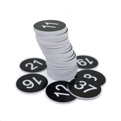 StayMax Plastic Number Tags Engraved Numbered Tags Without Hole (1-100, Black)
