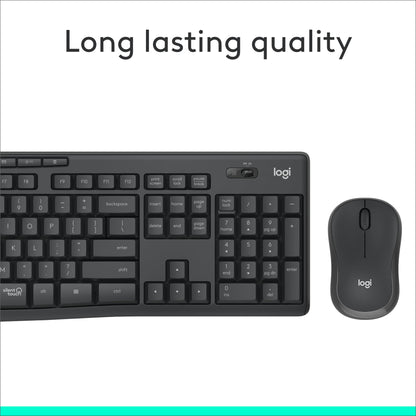 Logitech MK295 Wireless Mouse & Keyboard Combo with SilentTouch Technology, Full Numpad, Advanced Optical Tracking, Lag-Free Wireless, 90% Less Noise - Graphite