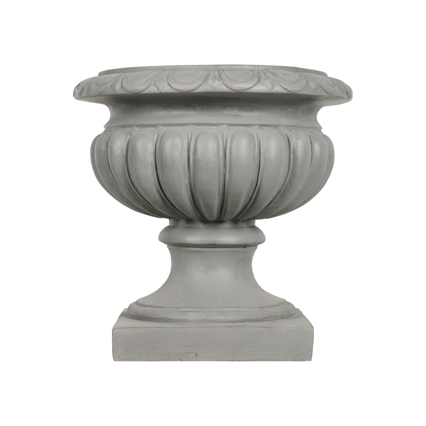 Merax 18.11" H Ornate Scrollwork Pedestal Urn Planter Weather-Resistant MGO Outdoor Flower Pot for Garden Patio and Front Porch Entrance,Gray