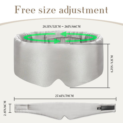 100% Mulberry Silk Sleep Mask Eye Mask for Women Man with Adjustable Band, for Side Sleeper Blackout Sleep Mask for Travel Rest and Office Large Size (Taupe)