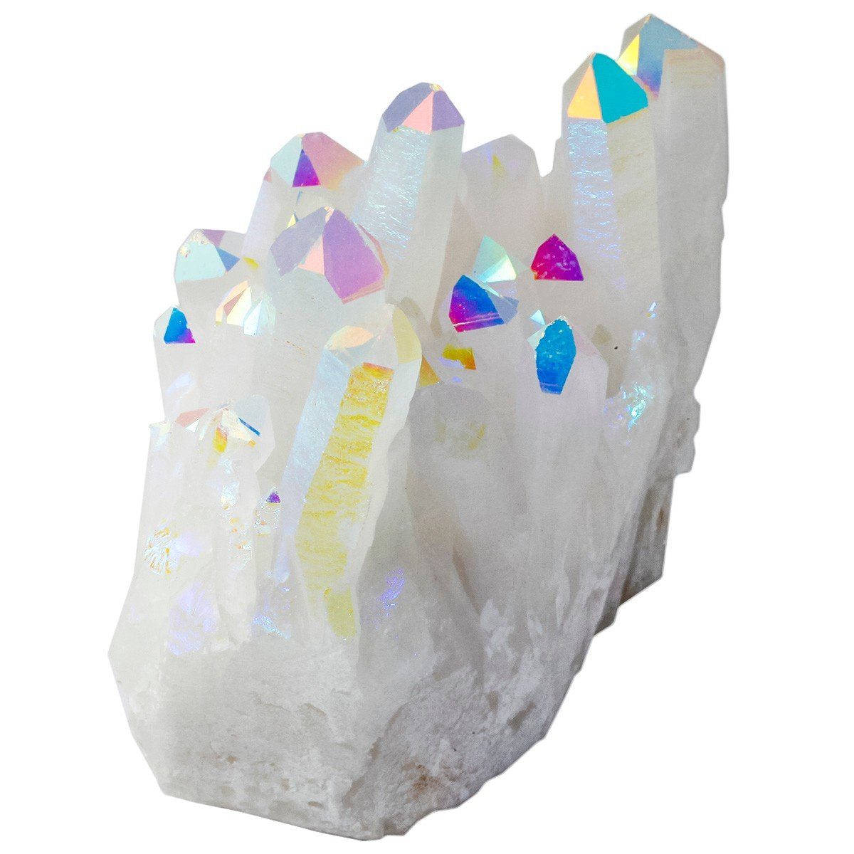 SUNYIK Angel Aura Quartz Titanium Coated Crystal Cluster Specimen,Druzy Geode Flame Aura Gemstone(0.4-0.5lb)