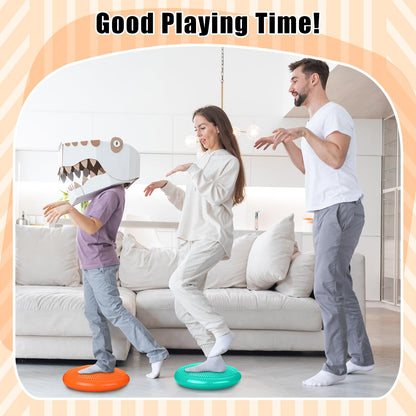 Silipull 2 Pcs Wiggle Seat Inflated Wobble Cushion Flexible Balance Disc with Air Pump for Core Stability Strengthening Improving Posture Physical Exercise(Aqua and Orange)