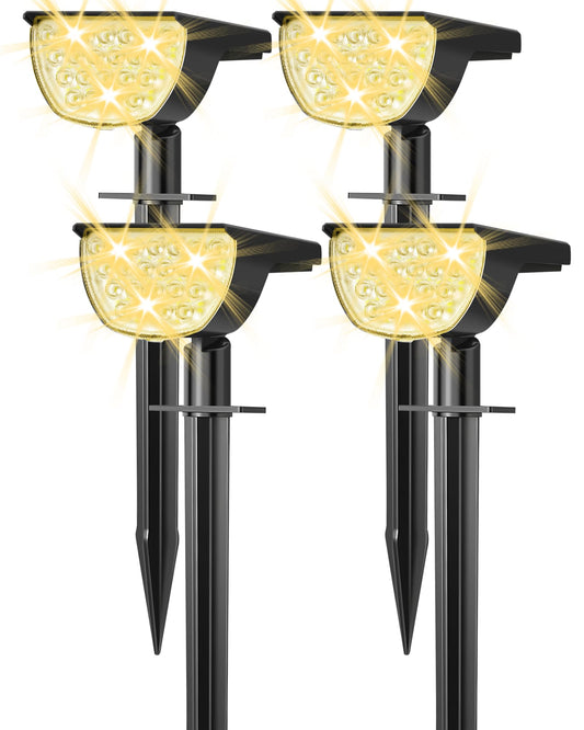 GKGG Solar Lights Outdoor Waterproof IP65, 76 LED 3 Lighting Modes Solar Spot Lights Outdoor Yard Garden Landscape Pathway (Warm White, 4 Pack)