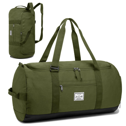 Lyweem Travel Duffel Bag for Men Duffle Bag Large Size for Women Weekender Overnight with Shoes Compartment Multifunctional Gym Bags 60L, Green