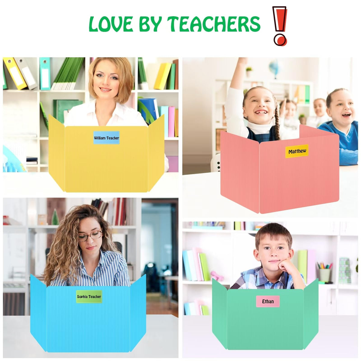 24 Pack Desk Privacy Panel Desk Divider - Pastel Colorful Testing Dividers for Classroom Supplies- Easy Clean Privacy Shields for Student Testing Desk dividers- Includes Extra Labels