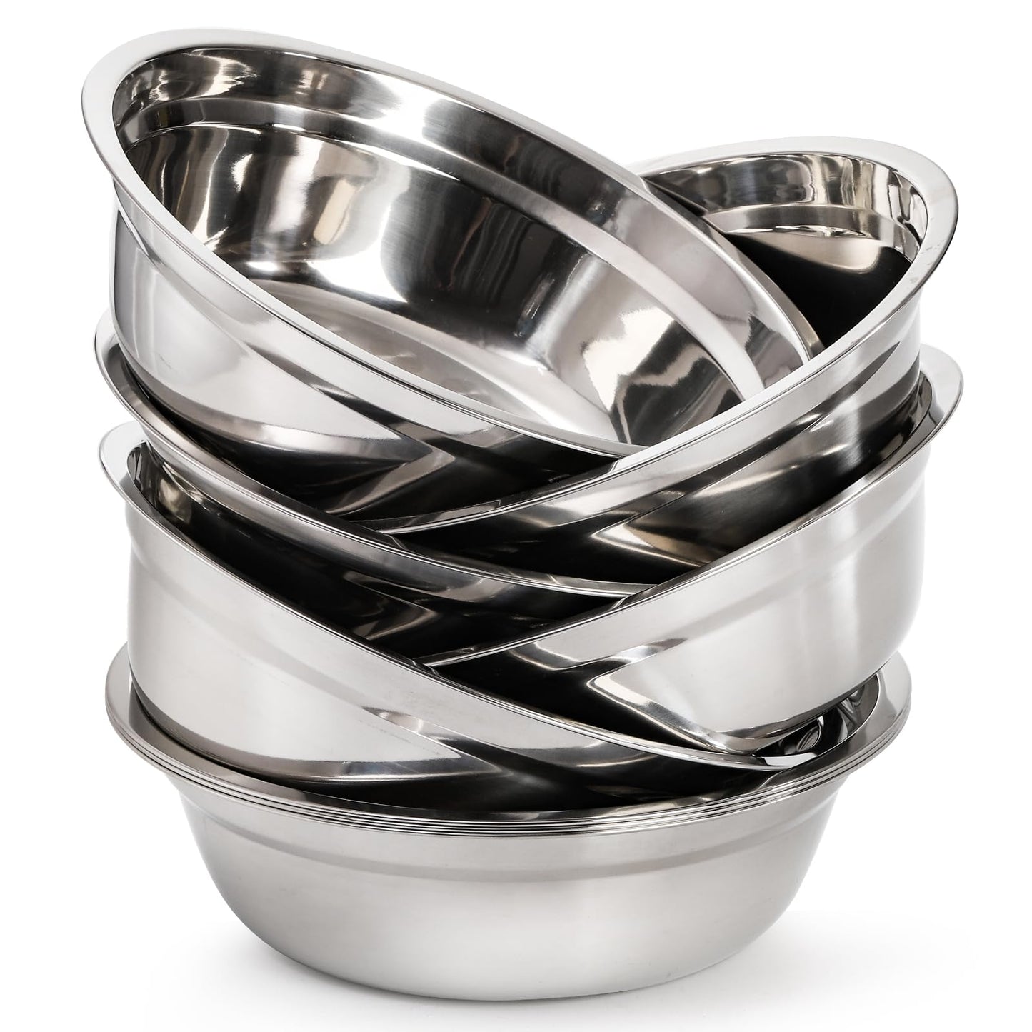 WUWEOT 8 Pack Stainless Steel Prep Bowls, 9.5" x 2.7" Wide Metal Mixing Bowls, 2 Quart Deep Serving Bowl, Round Camping Plates for Cooking, Baking, Prepping, Serving