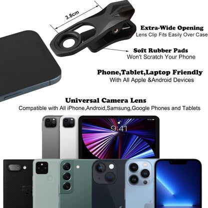 180° fisheye Lens for iPhone Samsung Google Android Smartphone,with Clip,Cell Phone Lens,anamorphic Lens,Funny Pictures