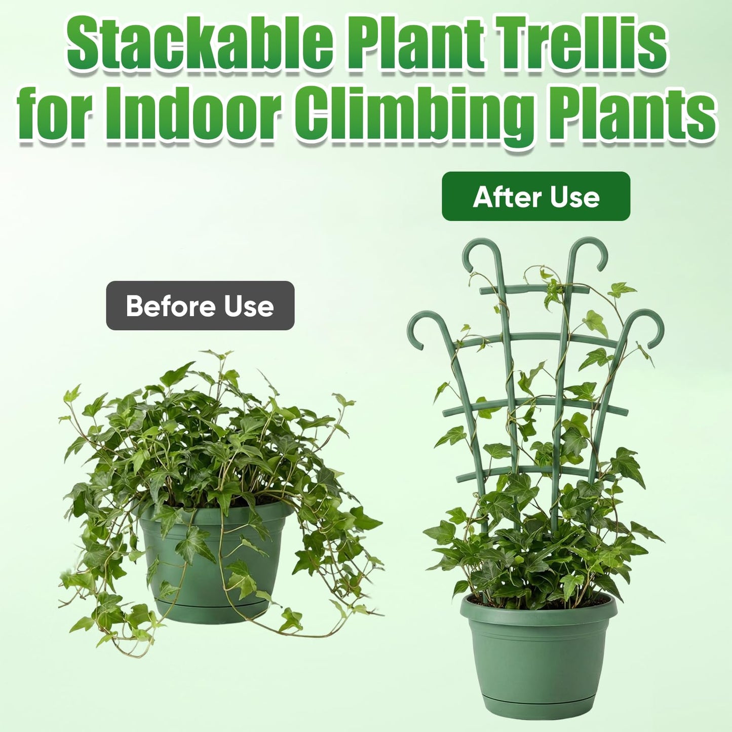 6Pcs Indoor Small Trellis, Trellis for Potted Plants, Plant Support Stakes for Climbing Plants, Stackable Plastic Plant Support for Vine Ivy Pothos Hoya