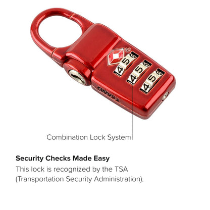 TUMI - TSA Lock Box - Combination Lock for Luggage & Backpack - TSA-Approved Locks - Travel Security Accessories - Set of 3 - Black/Silver/Red