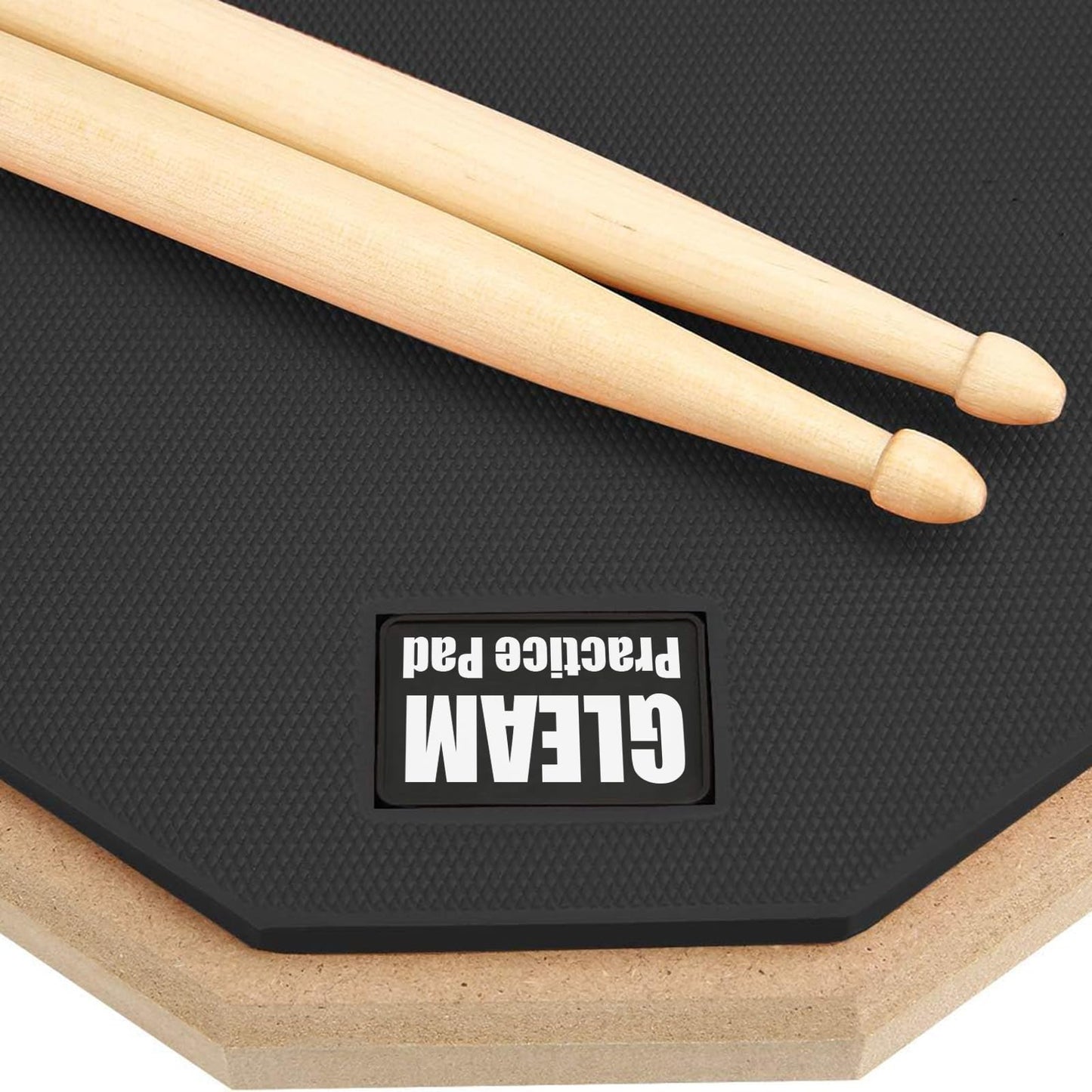 GLEAM Drum Practice Pad - 8 inch Silicone Surface High Density Compressed Wood Foam Backside (Double-sided) (8 inch rubber)