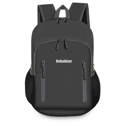 Bekahizar 20L Ultra Lightweight Backpack Foldable Hiking Daypack Rucksack Water Resistant Travel Day Bag for Men Women Kids Outdoor Camping Mountaineering Walking Cycling Climbing (Black)