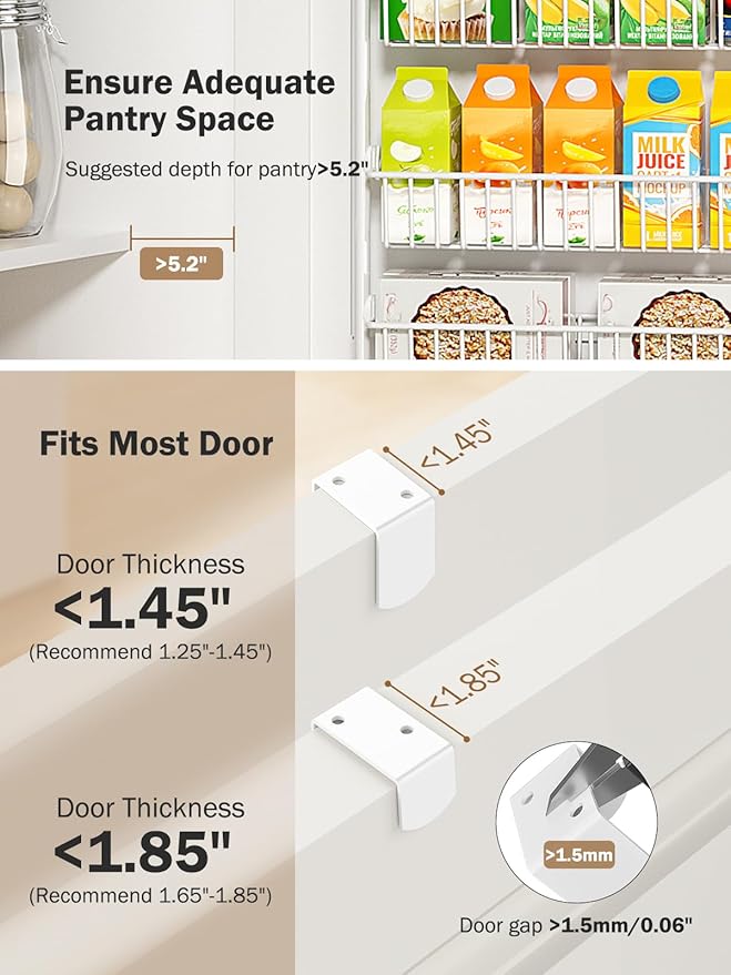 Delamu Over The Door Pantry Organizer, 8-Tier Pantry Door Organizers and Storage