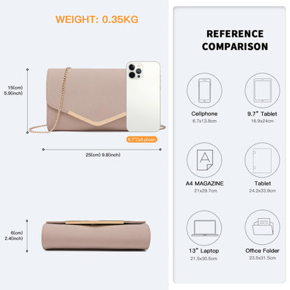 Miss Lulu Clutches and Clutches Women's Handbag Chain Wedding Party Purse Mini Crossbody Bag Practical Wallet, Pink, M, Retro