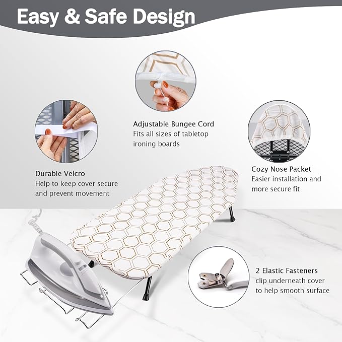 SheeChung Small Ironing Board Cover and Pad 12"x32", Tabletop Ironing Board