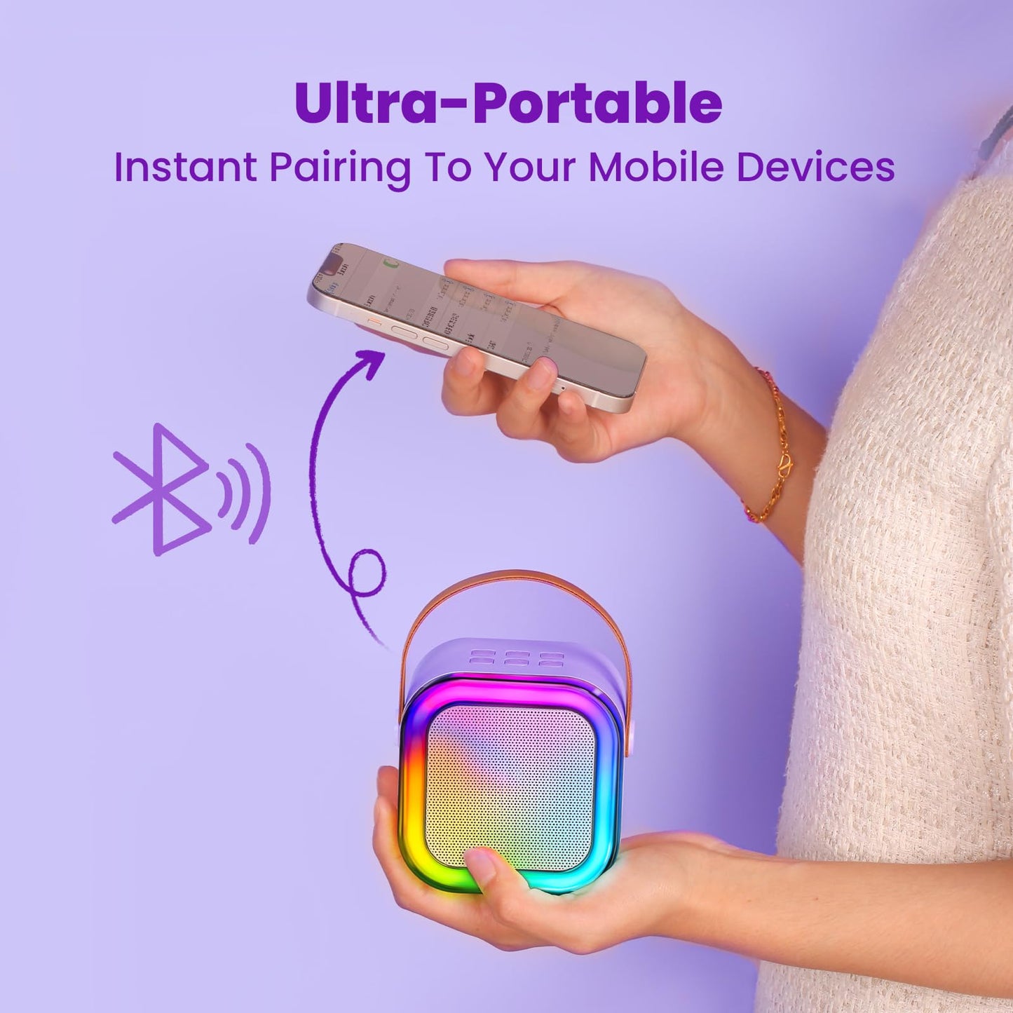 IROO Mini Karaoke Machine for Kids, 2025 TOP Toys Christmas Birthday Gifts Ideas for Girls Ages 4, 5, 6, 7, 8, 9, 10, 12+ Years Old, Portable MP3 Player with 2 Wireless Mics for Party