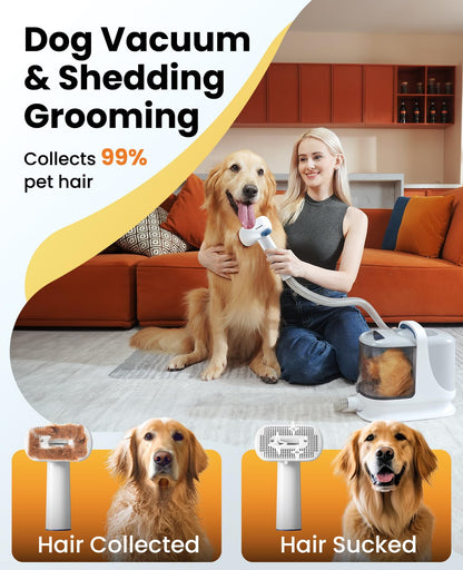 oneisall Dog Grooming Vacuum, 13000Pa Powerful 3L Dust Cup Pet Vacuum with Clipper Nail Grinder & Shedding Brush, 7 in 1 Dog Grooming Kits, Quiet, Large Capacity 3 Suction Levels, BM3