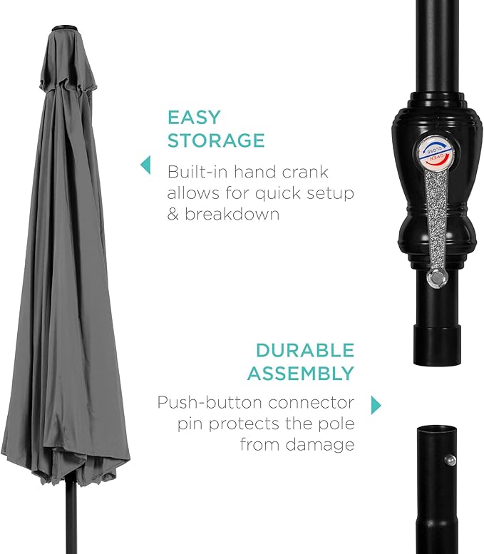 Best Choice Products 10ft Outdoor Table Compatible Steel Polyester Market Patio Umbrella w/Crank and Easy Push Button Tilt